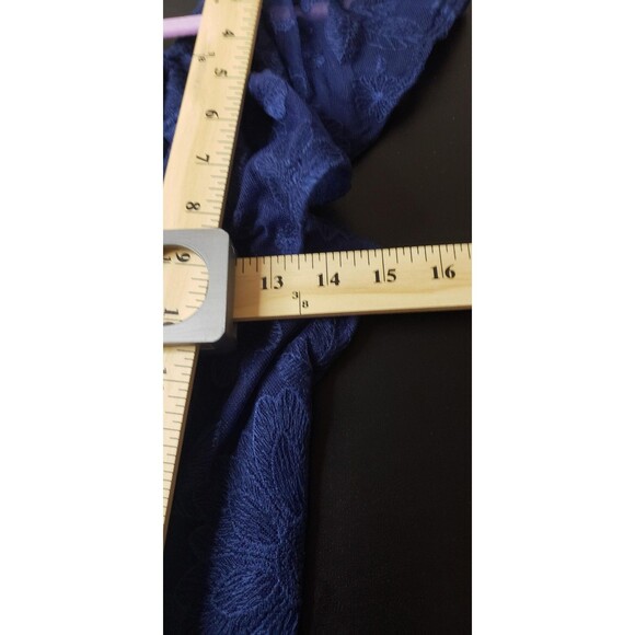 Band of Gypsies Bodysuit L Navy Blue Floral Off Shoulder Whimsigoth Ethereal - Picture 8 of 9